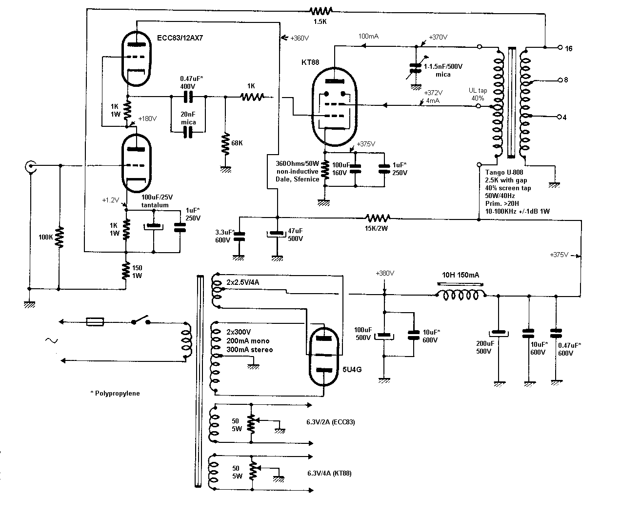 KT88 Schematic By JEAN HIRAGA 1980.
